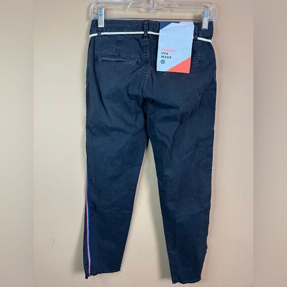 Sundry Women’s Size 24 Gray Americana Stripe Chino Raw Hem Cropped Pants NWT - Picture 10 of 10